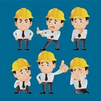 People Set - Profession - engineer with different poses vector