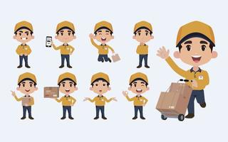 Delivery staff with different poses vector