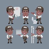 Set of plumber with different poses vector