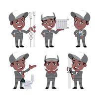 Set of plumber with different poses vector