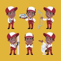 Set of plumber with different poses vector