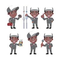 Set of plumber with different poses vector