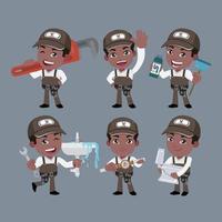 Set of plumber with different poses vector