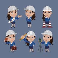 People Set - Profession - Set of builder character in different poses vector