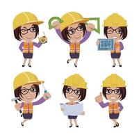 People Set - Profession - Set of builder character in different poses vector