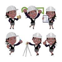 ingeniero de construcción con diferentes poses vector