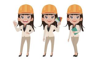 Set of engineer with different poses vector