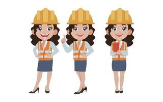 Set of engineer with different poses vector