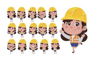 Set of engineer with different poses vector