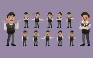 Set of business people with different emotion vector