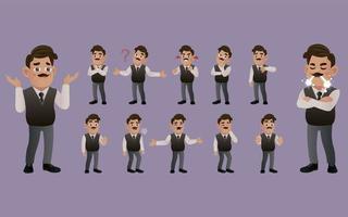 Set of business people with different emotion vector