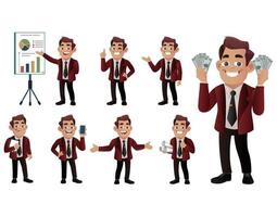 conjunto de empresarios con diferentes poses vector