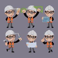 People Set - Profession - Set of builder character in different poses vector