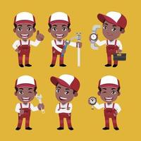 Set of plumber with different poses vector