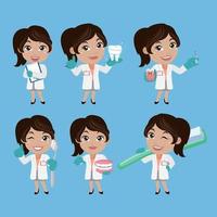 Dentist character and dental care concept vector