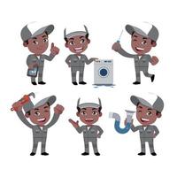 Set of plumber with different poses vector