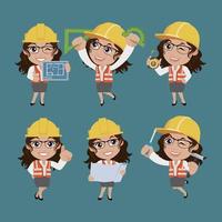 People Set - Profession - Set of builder character in different poses vector