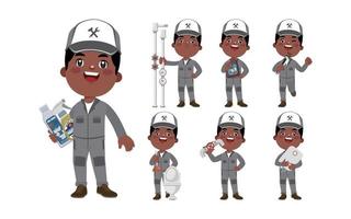 Set of plumber with different poses vector