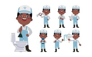 Set of plumber with different poses vector