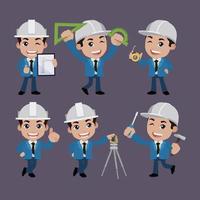 People Set - Profession - Set of builder character in different poses vector