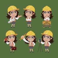 People Set - Profession - Set of builder character in different poses vector