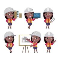 Building engineer with different poses vector