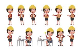 Set of engineer with different poses vector