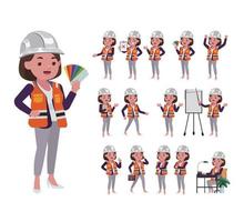 Set of engineer with different poses vector