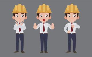 Set of engineer with different poses vector