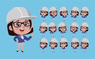 Set of engineer with different poses vector