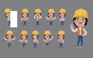 Set of engineer with different poses vector