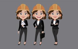 Set of engineer with different poses vector