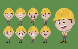 Set of engineer with different poses vector