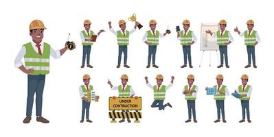 Building engineer with different poses vector