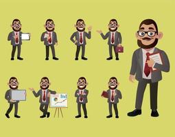 conjunto de empresarios con diferentes poses vector