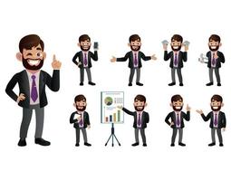 conjunto de empresarios con diferentes poses vector