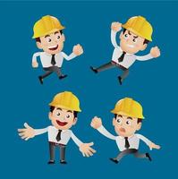 People Set - Profession - engineer with different poses vector