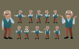 Set of old people with different emotion vector