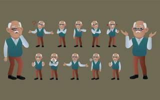 conjunto de ancianos con diferentes emociones vector