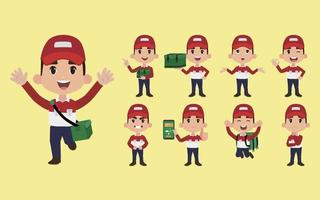 Delivery staff with different poses vector