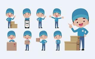 Delivery staff with different poses vector