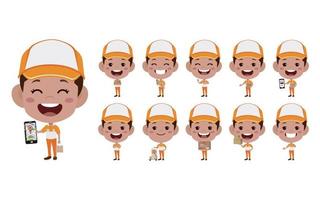 Delivery staff with different poses vector