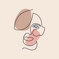 dibujo lineal continuo de la cara femenina. retrato de mujer en una línea con formas geométricas. estilo moderno y minimalista. arte lineal. ilustración vectorial para carteles, estampados de camisetas, avatares vector