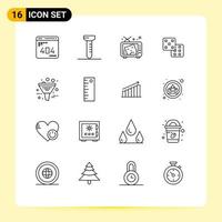 Modern Set of 16 Outlines and symbols such as filtering business mask probability dice Editable Vector Design Elements