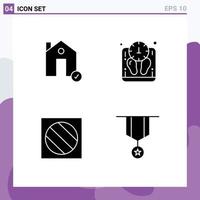 Set of 4 Vector Solid Glyphs on Grid for buildings full shadow estate mass photo Editable Vector Design Elements