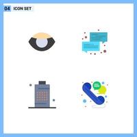 User Interface Pack of 4 Basic Flat Icons of eye battery vision dialogue energy Editable Vector Design Elements