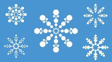 juego de 5 copos de nieve geométricos vector