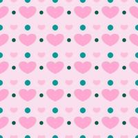 Pink heart green dots pastel pink background vector seamless pattern, element for decorate valentine card, flannel tartan plain fabric textile printing, wallpaper and paper wrapping