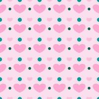 Pink heart green dots pastel pink background vector seamless pattern, element for decorate valentine card, flannel tartan plain fabric textile printing, wallpaper and paper wrapping