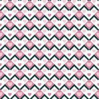Pink heart on zigzag geometric square background vector seamless pattern, element for decorate valentine card, flannel tartan plain fabric textile printing, wallpaper and paper wrapping